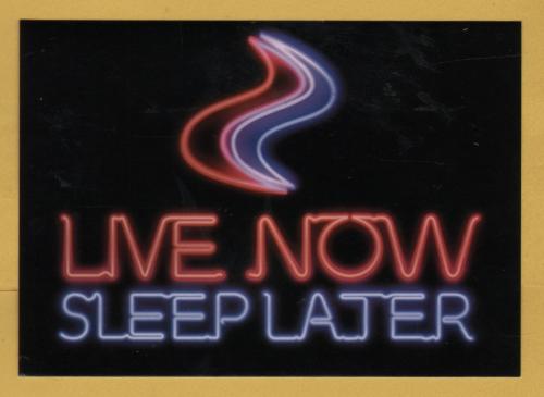 `Live Now, Sleep Later - Kenco Rapor` - Postally Unused - Boomerang Media Postcard.